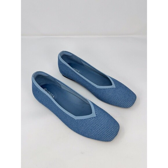 Vivaia Margot 2.0 Womens Ballet Flats Denim Blue Square V Cut Slip On 37.5 US 7 - Picture 3 of 9